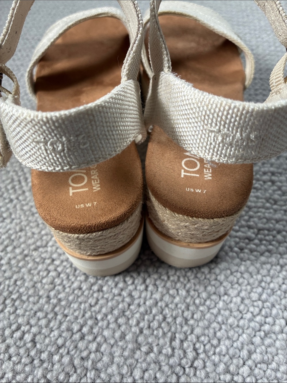 Toms Louisa Platform Espadrille Wedge Sandals, White/Cream, Size 7 - Picture 3 of 8